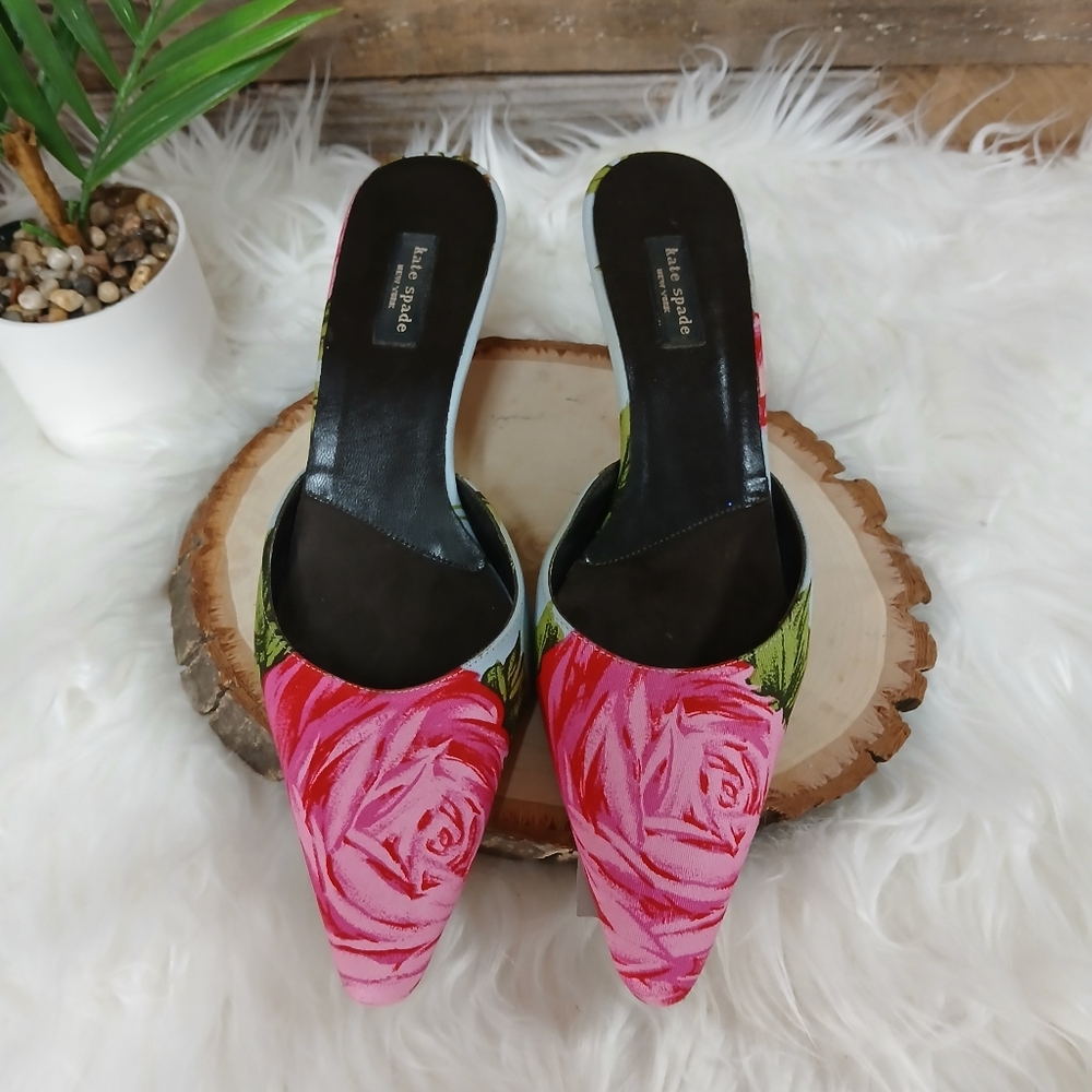 Kate Spade Pink Floral Heels - Picture 3 of 10